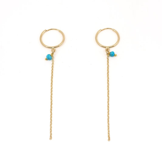 Hoops with Chain and Turquoise