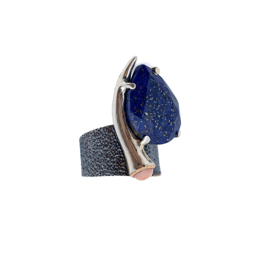 BORA Sterling Silver Ring with Lapis and Coral