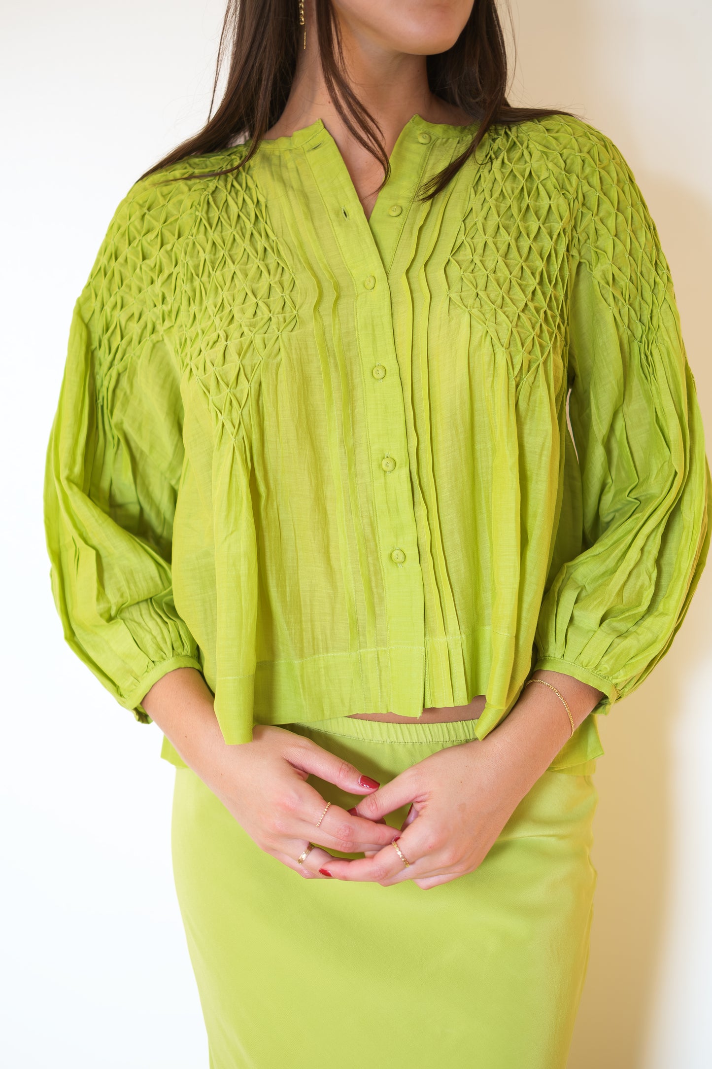 MIRTH Ynez Hand Smocked Blouse - Citronelle