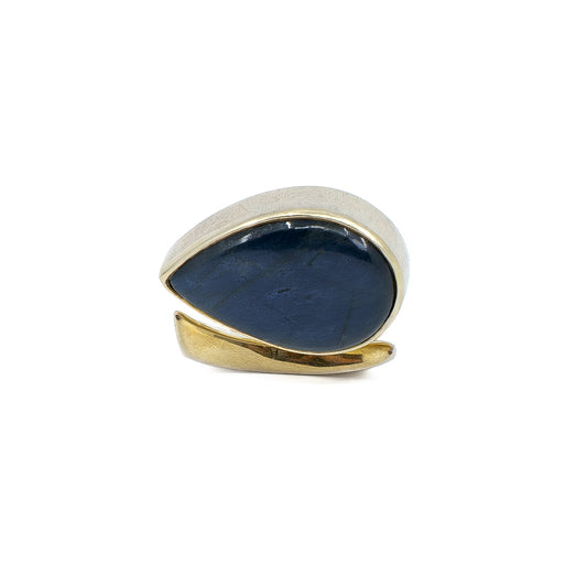 BORA Sterling Silver Ring with Labradorite and Gold Accent