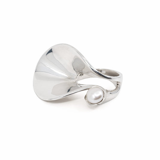 BORA Sterling Silver Ring with White Pearl