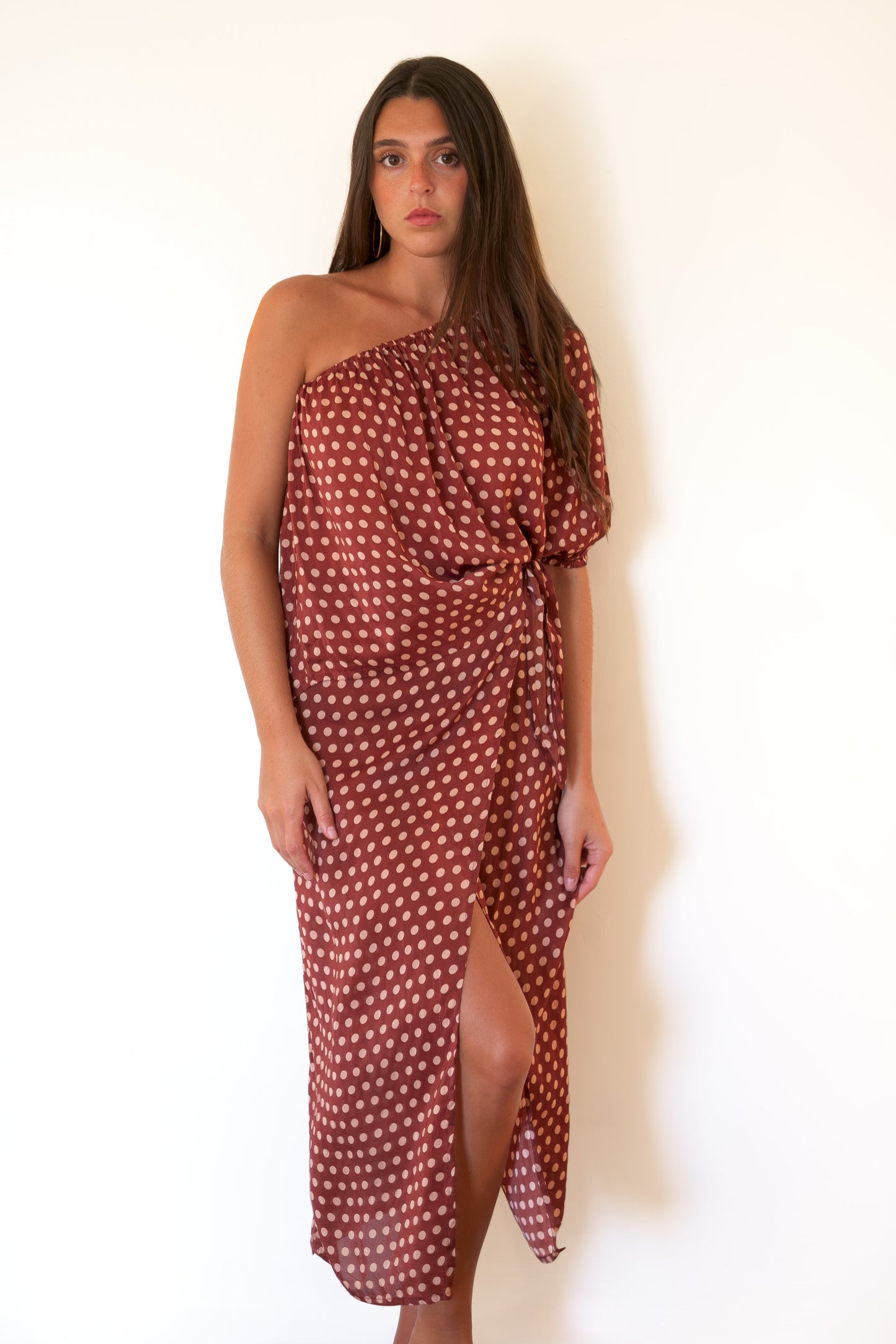 Natalie Martin May Wrap Skirt - Polka Dot Cappuccino