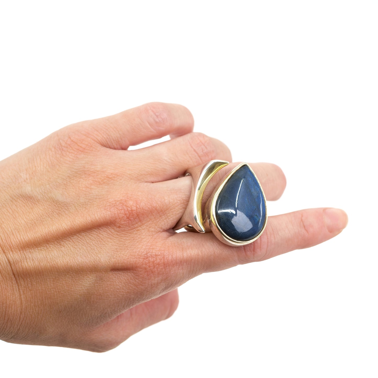 BORA Sterling Silver Ring with Labradorite and Gold Accent