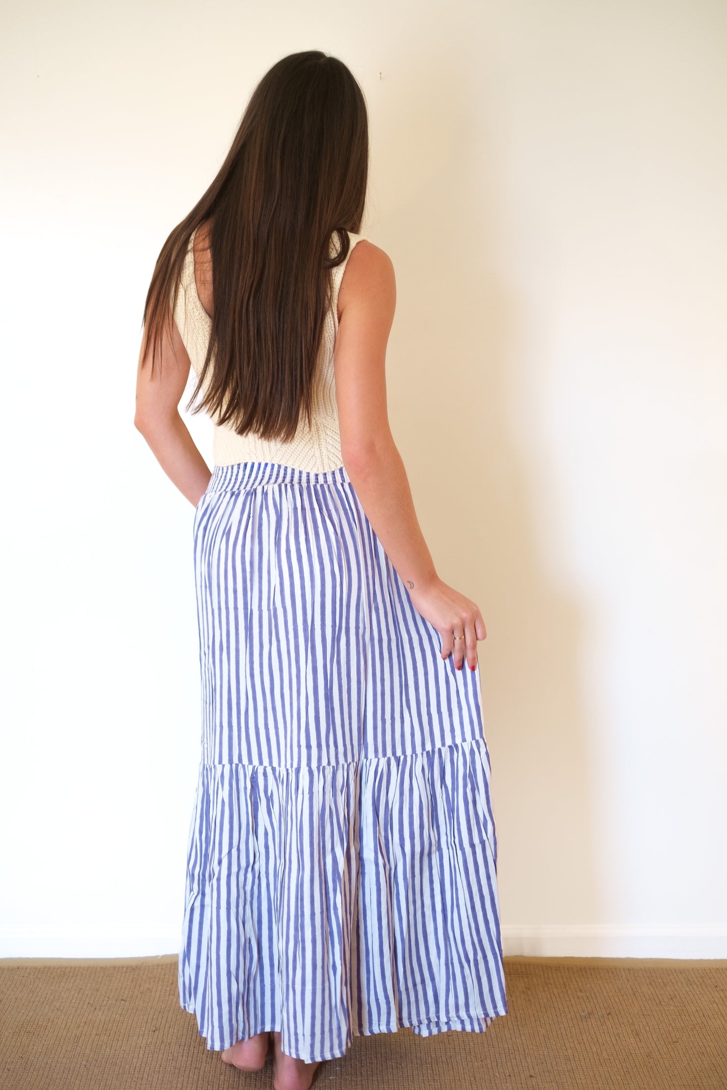 Emerson Fry Shirred Skirt - Ocean Stripe