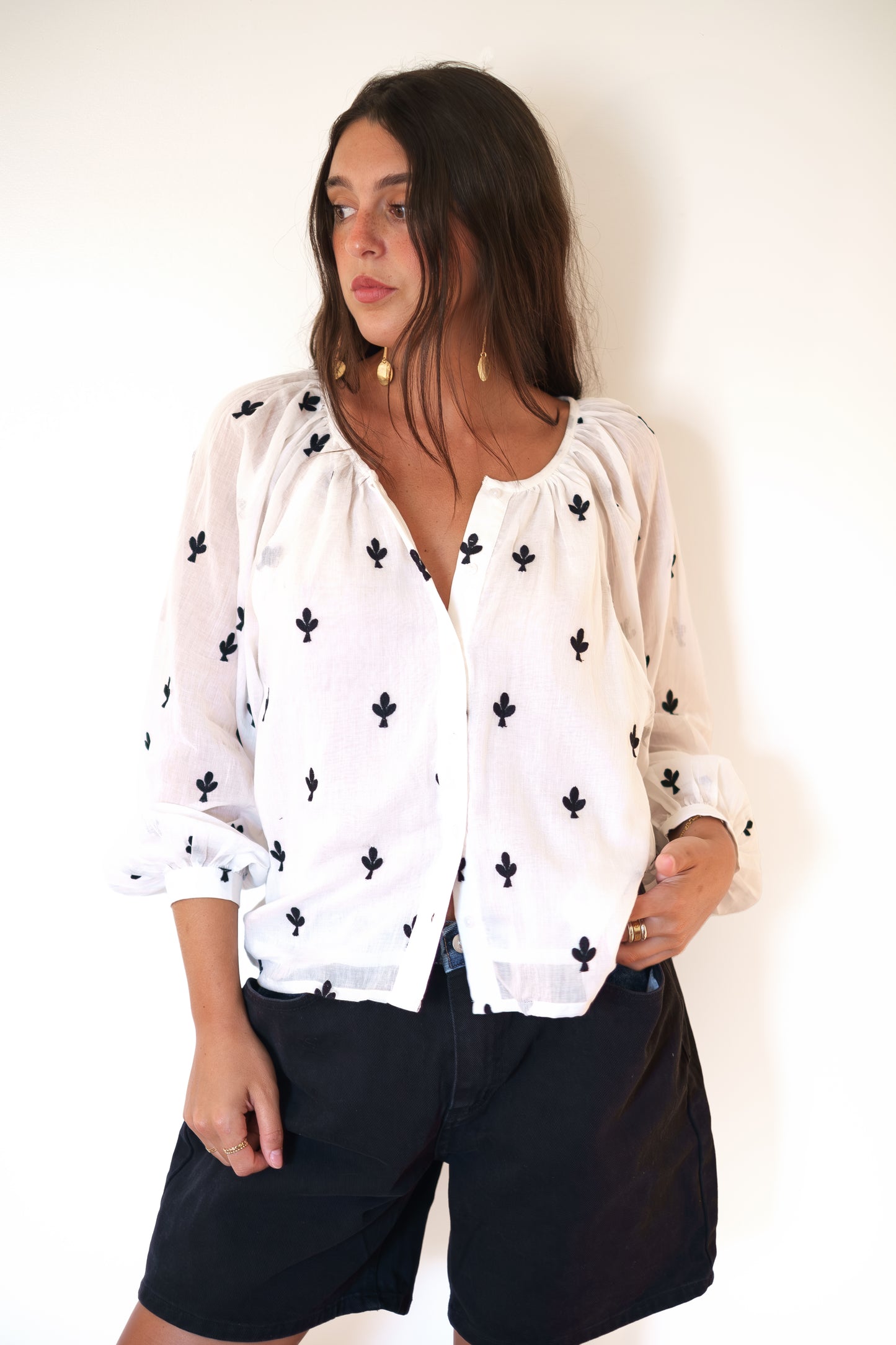 Emerson Fry Frances Blouse - Embroidered Clover
