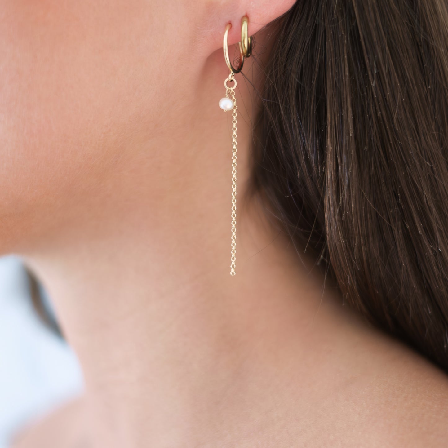 Hoops with Chain and Pearl