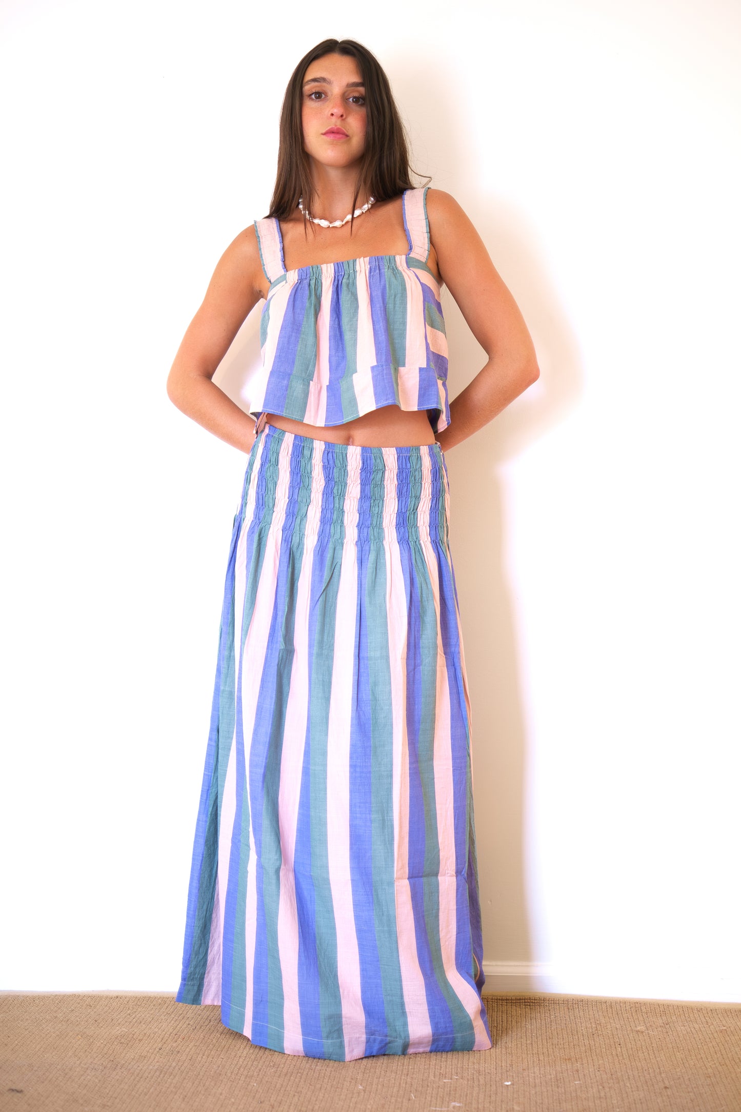 MIRTH Savannah Smocked Skirt - Carnival Stripe
