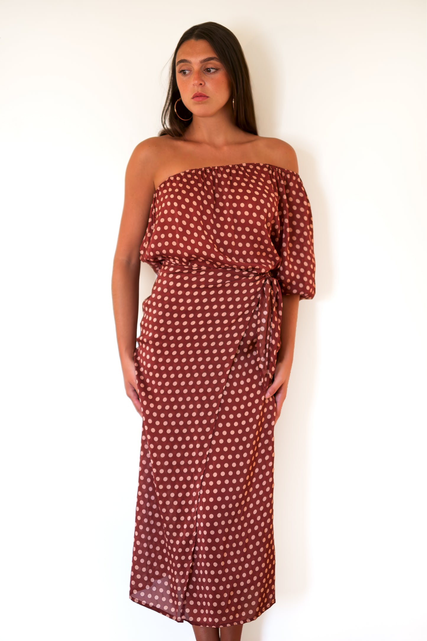 Natalie Martin May Wrap Skirt - Polka Dot Cappuccino