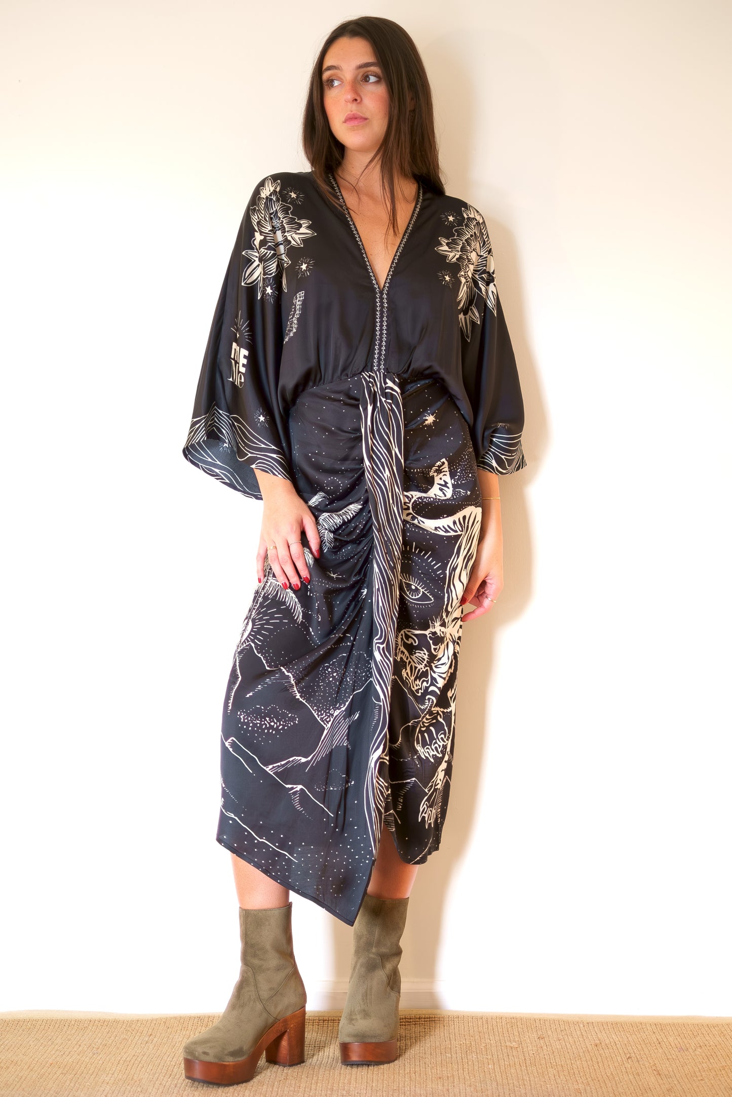 ME369 Sophia Kimono Dress - Black Magic