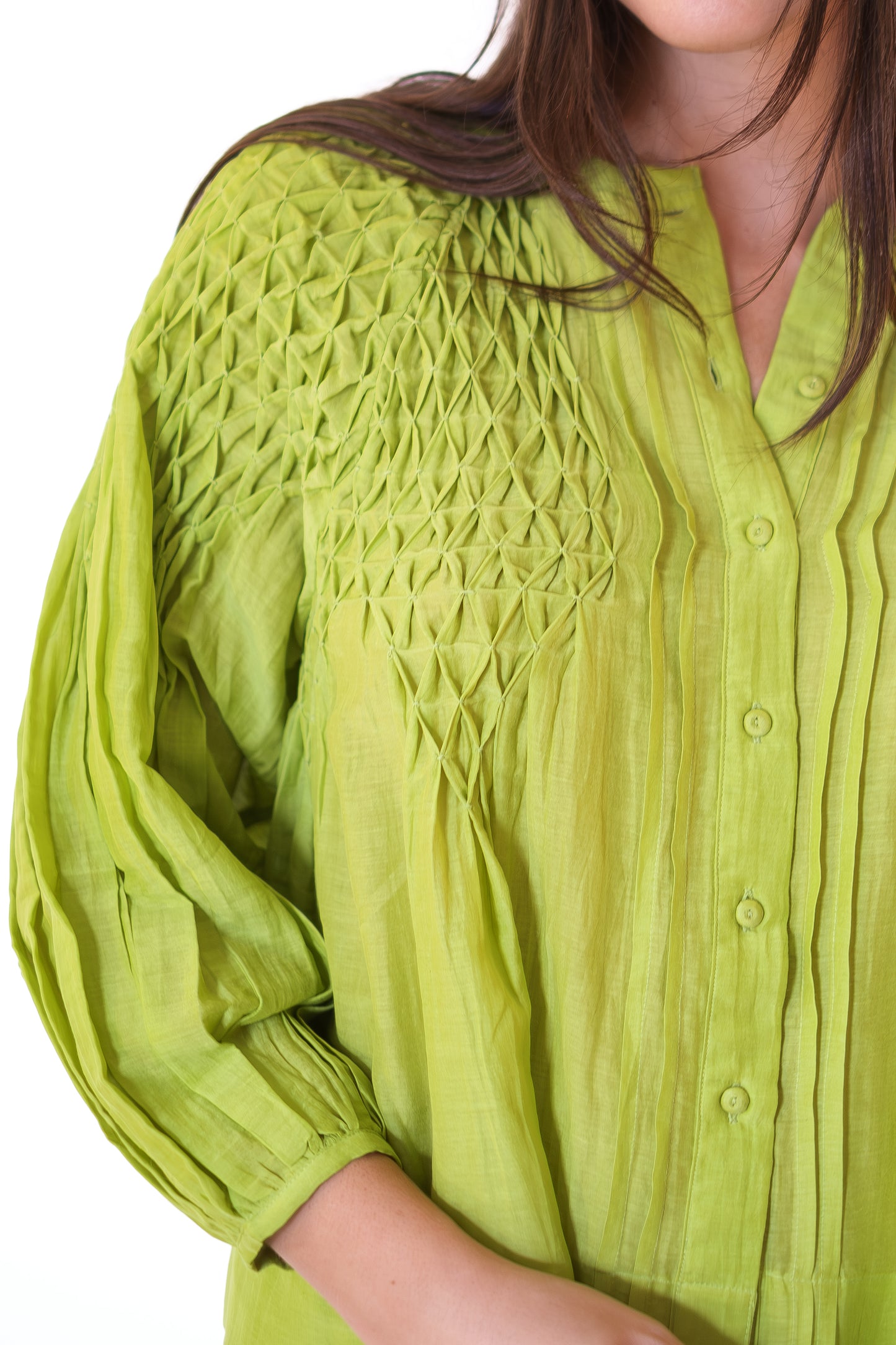 MIRTH Ynez Hand Smocked Blouse - Citronelle