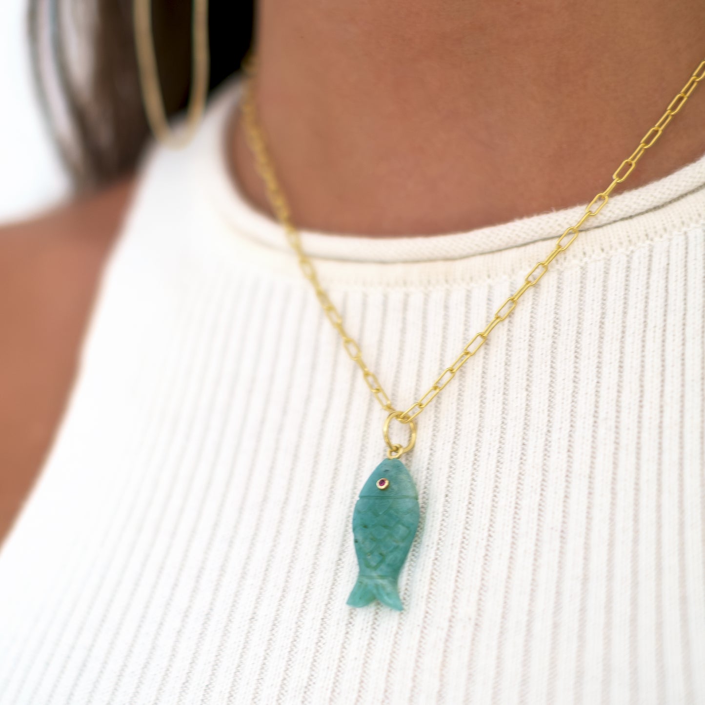 Carved Stone Fish Charm