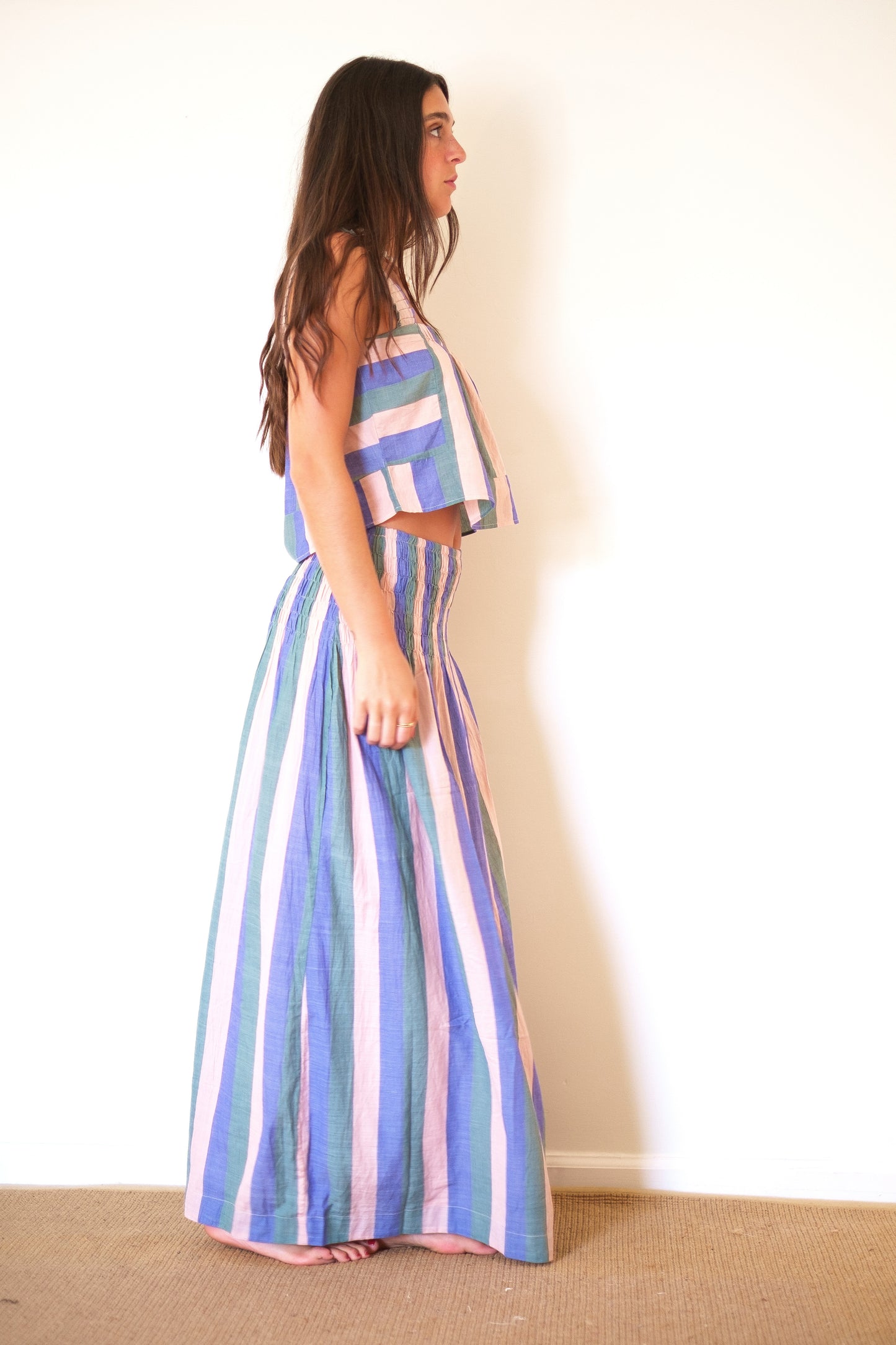 MIRTH Savannah Smocked Skirt - Carnival Stripe