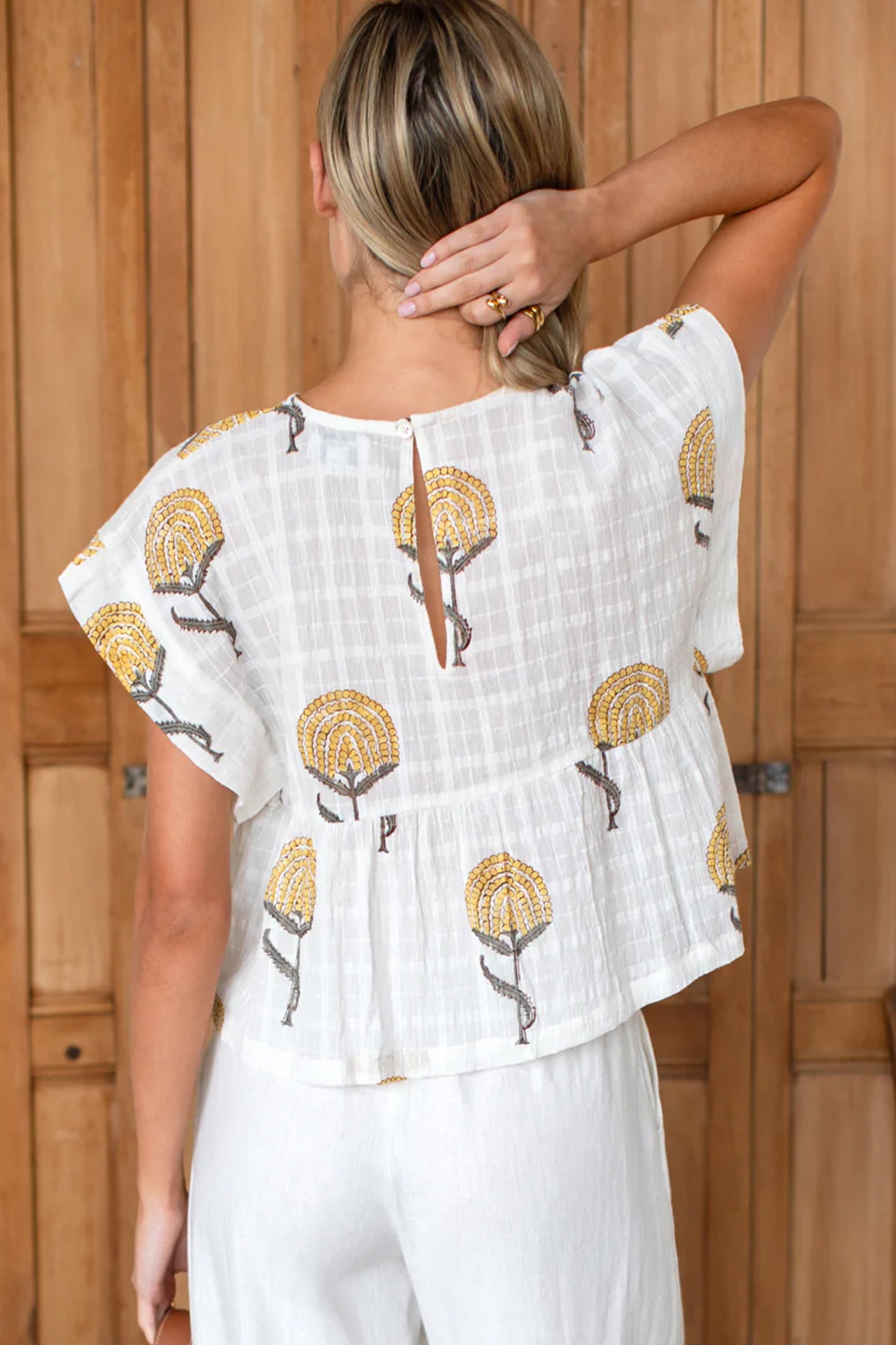 Emerson Fry - Dolman Top in Fan Flowers Marigold
