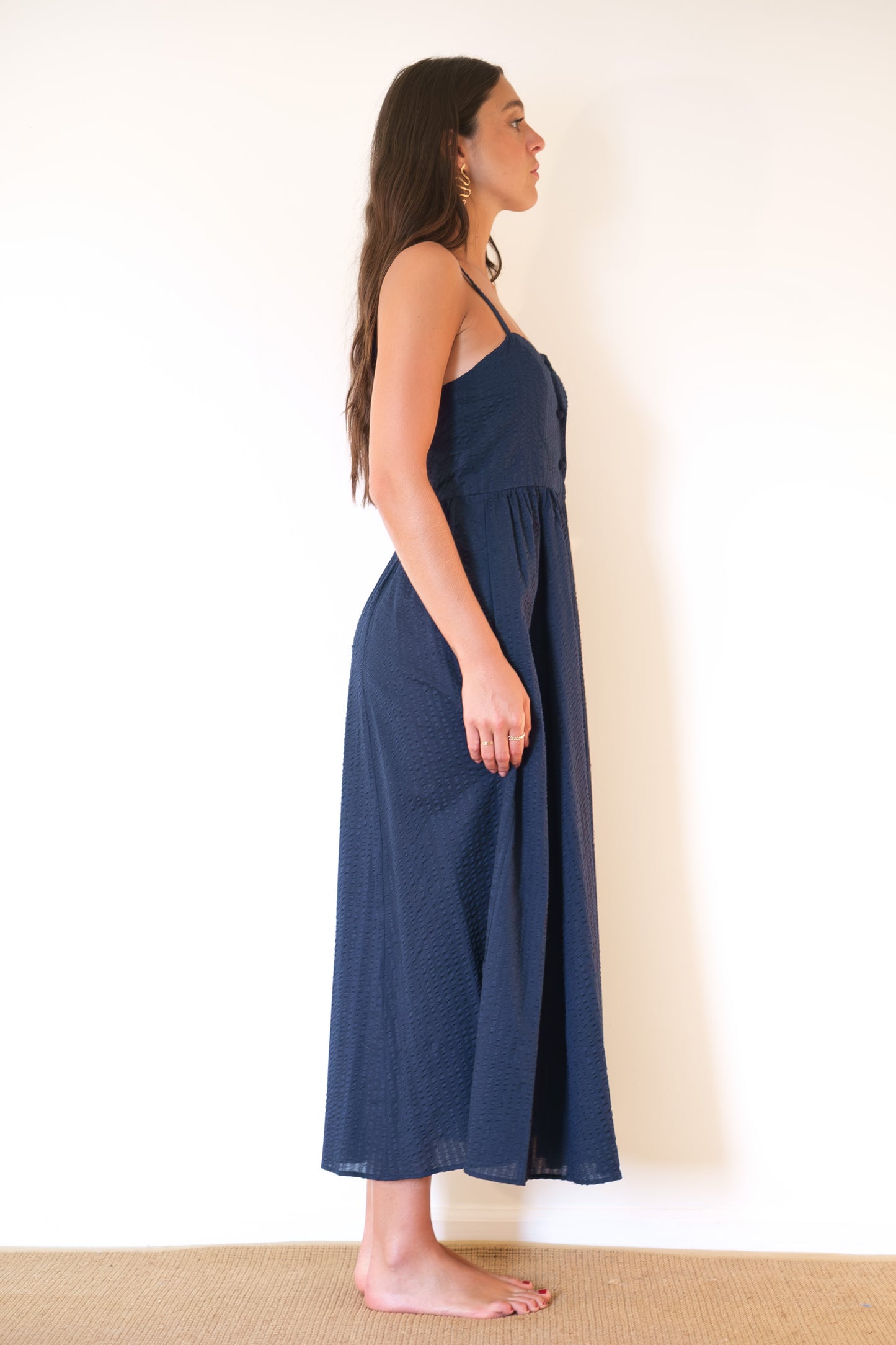 Emerson Fry Florentine Layering Dress - Navy Seersucker