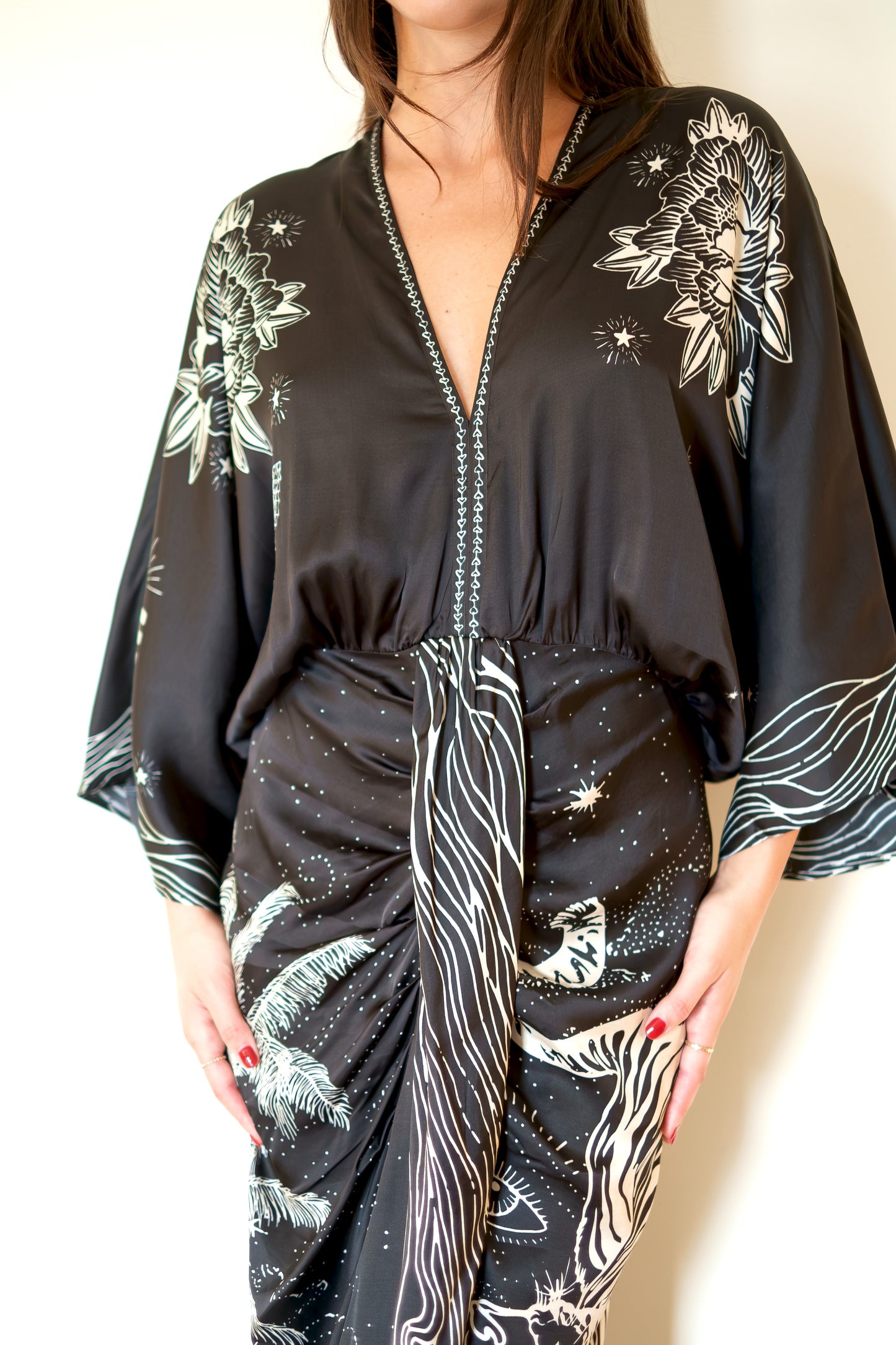 ME369 Sophia Kimono Dress - Black Magic