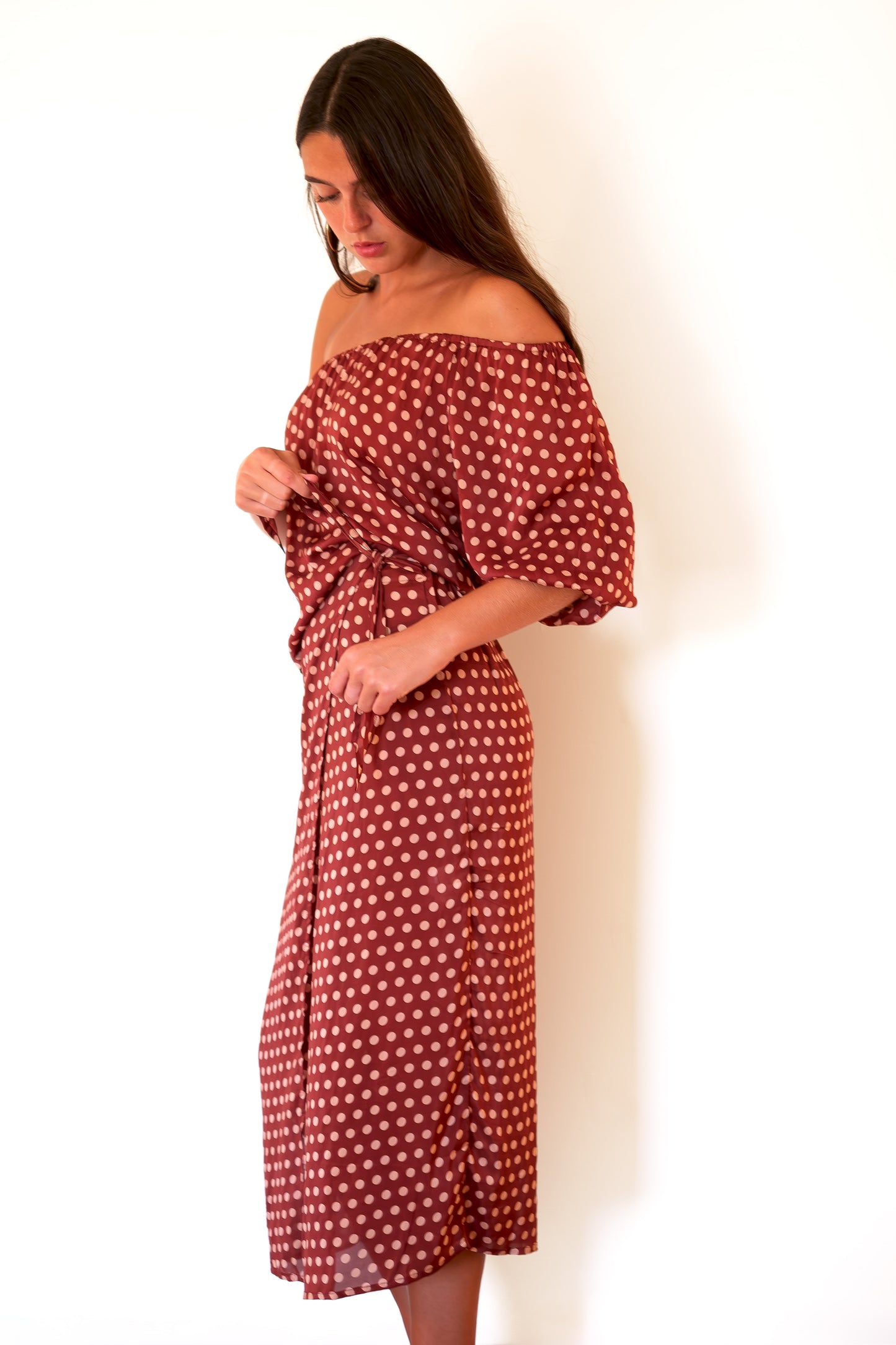 Natalie Martin May Wrap Skirt - Polka Dot Cappuccino