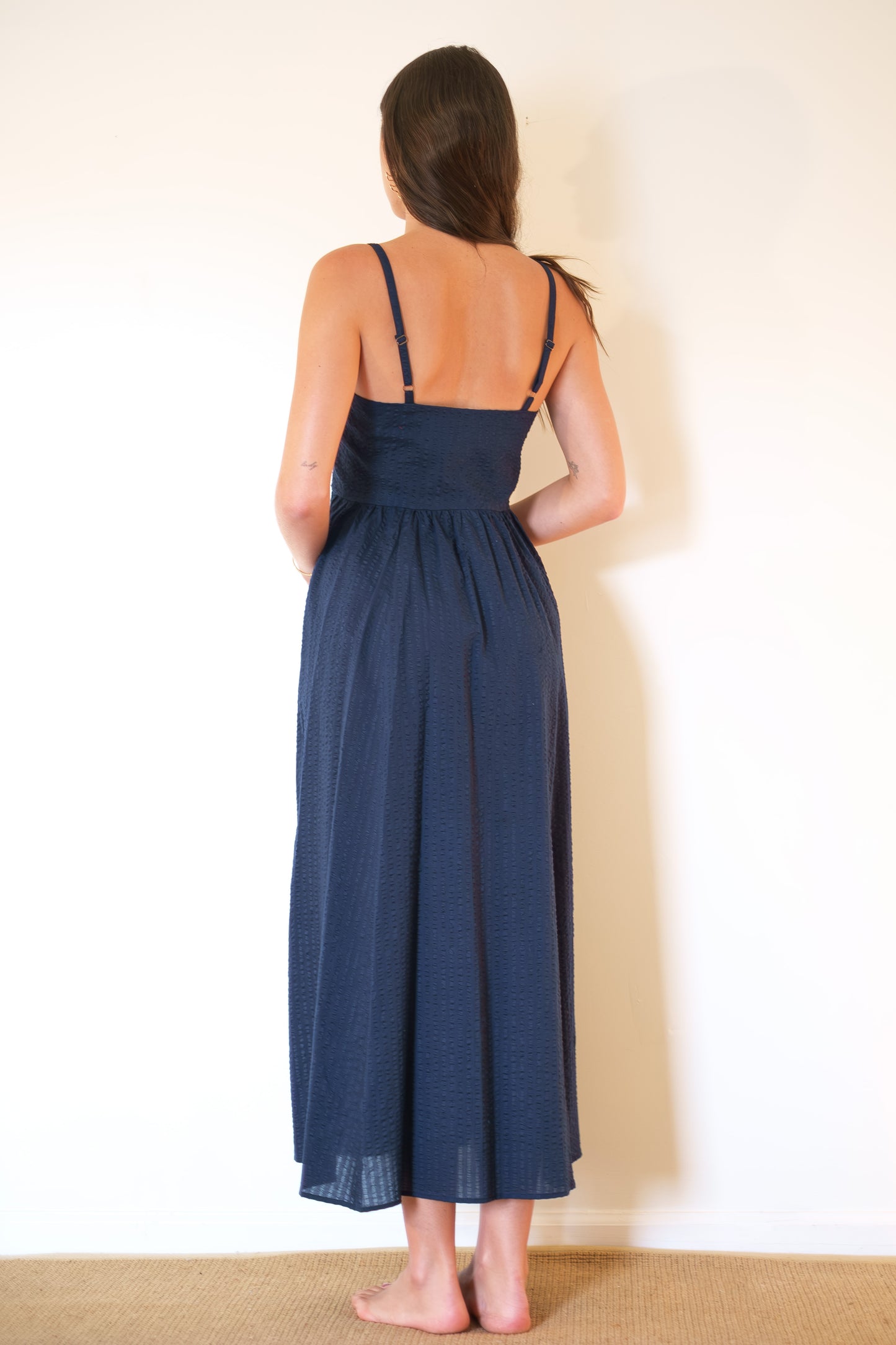 Emerson Fry Florentine Layering Dress - Navy Seersucker
