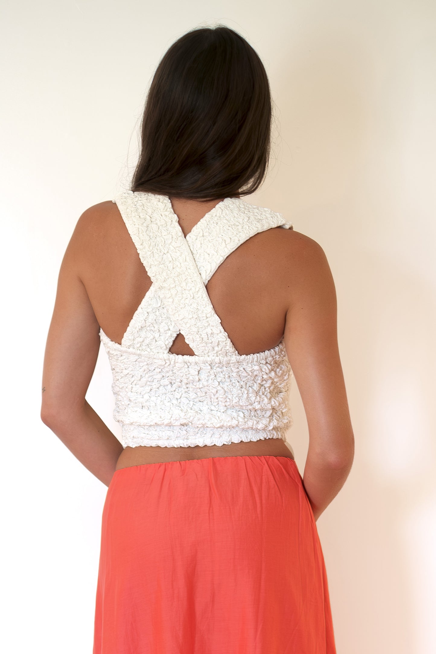 MIRTH Lucia Smocked Top - White