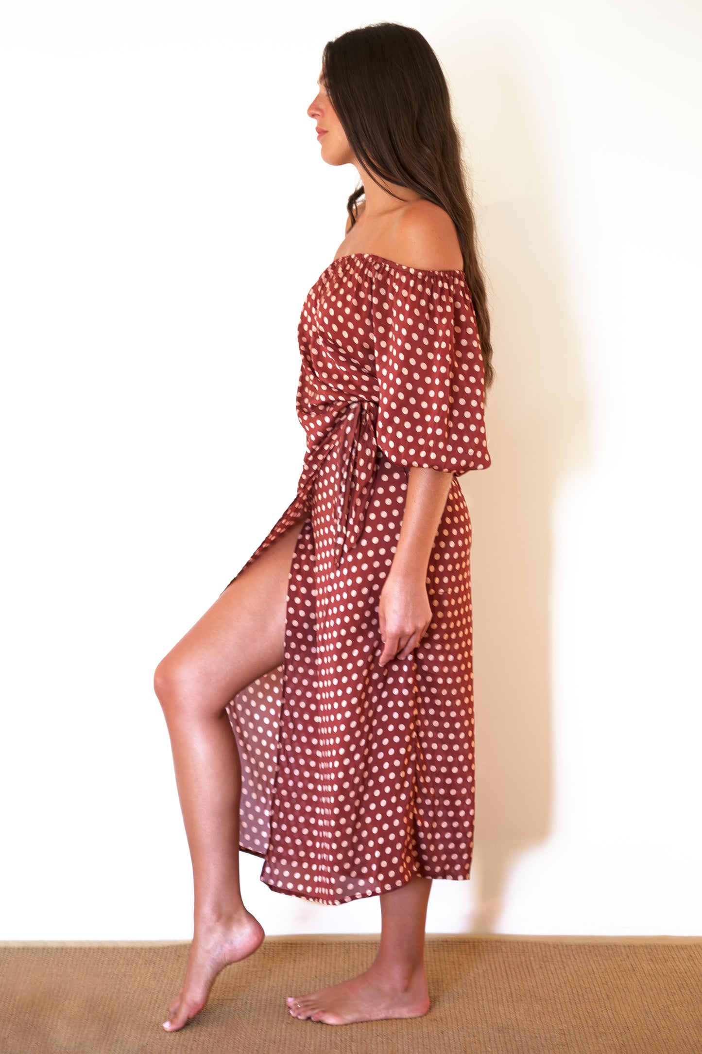 Natalie Martin May Wrap Skirt - Polka Dot Cappuccino