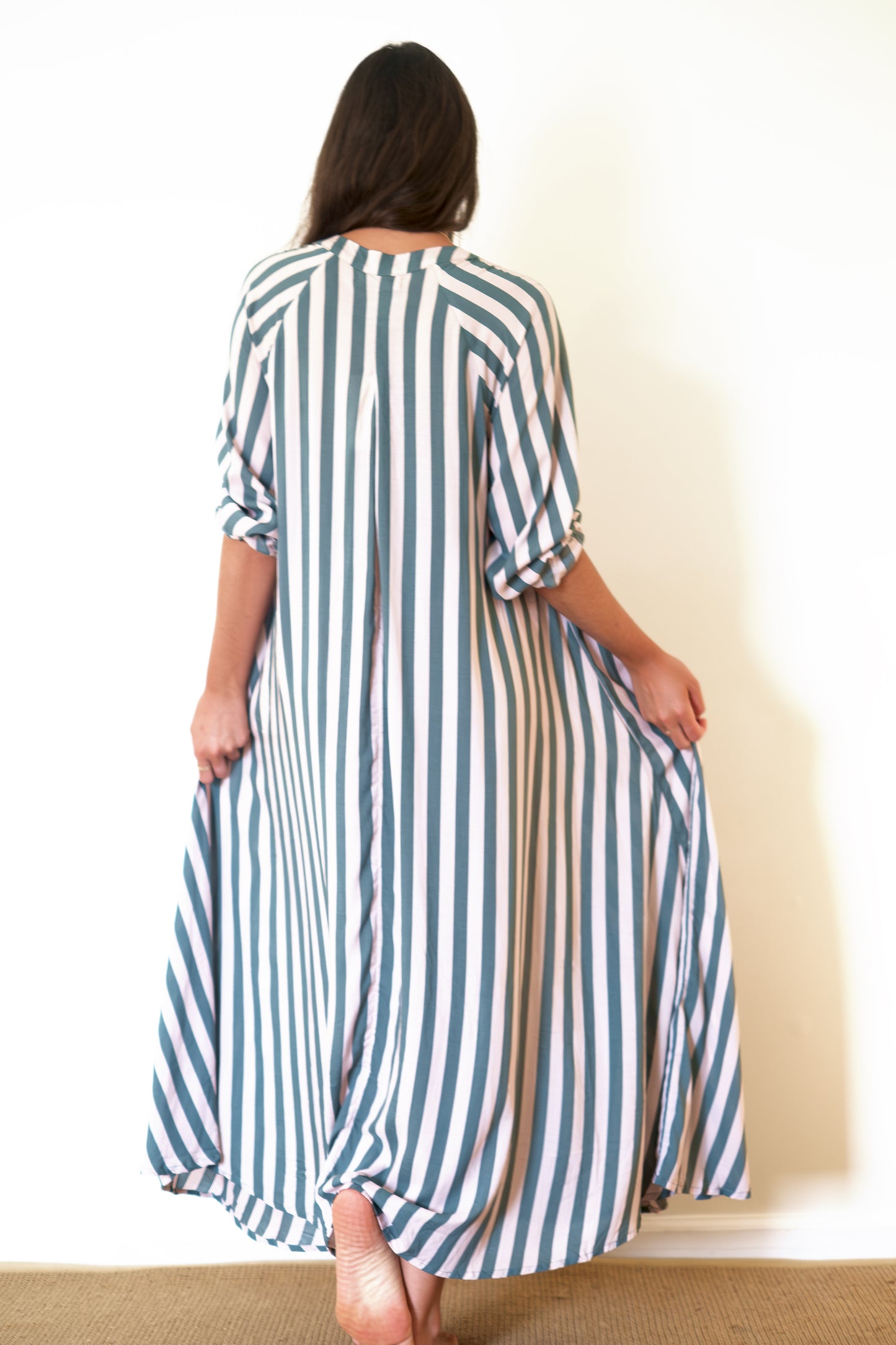 Natalie Martin Fiore Maxi Dress - Thick Stripe Jade