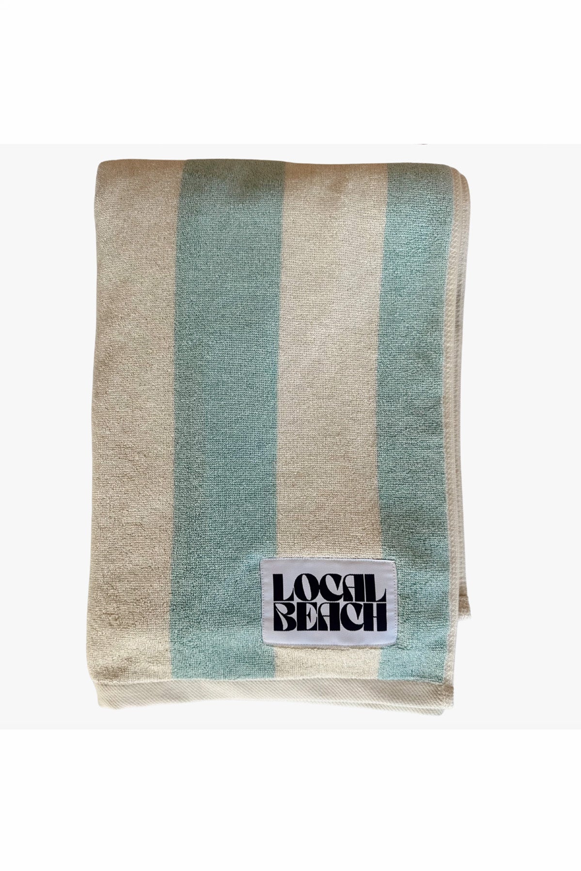 Local Beach - Stripe Beach & Bath Towel in Pastel Blue/Cream