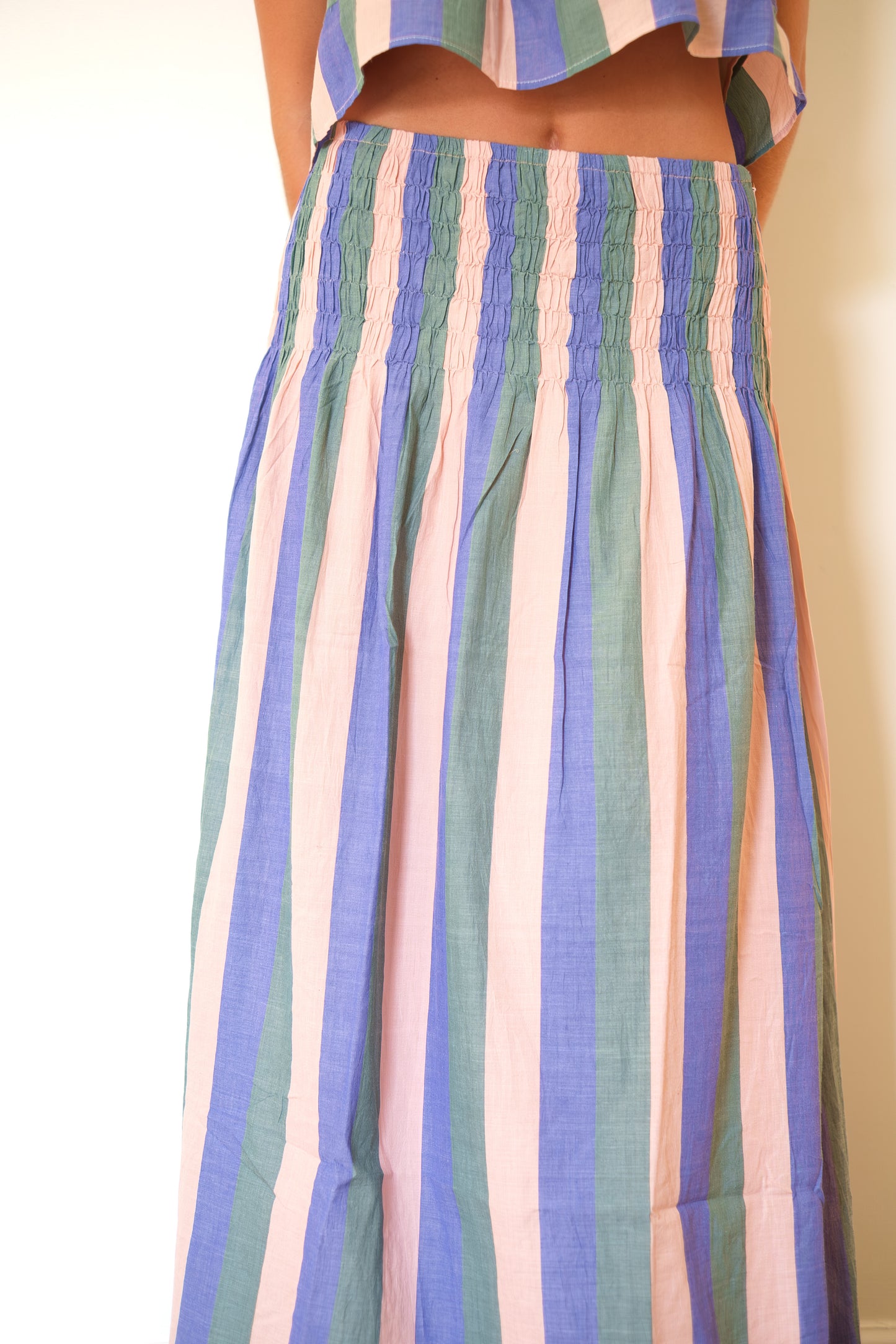 MIRTH Savannah Smocked Skirt - Carnival Stripe