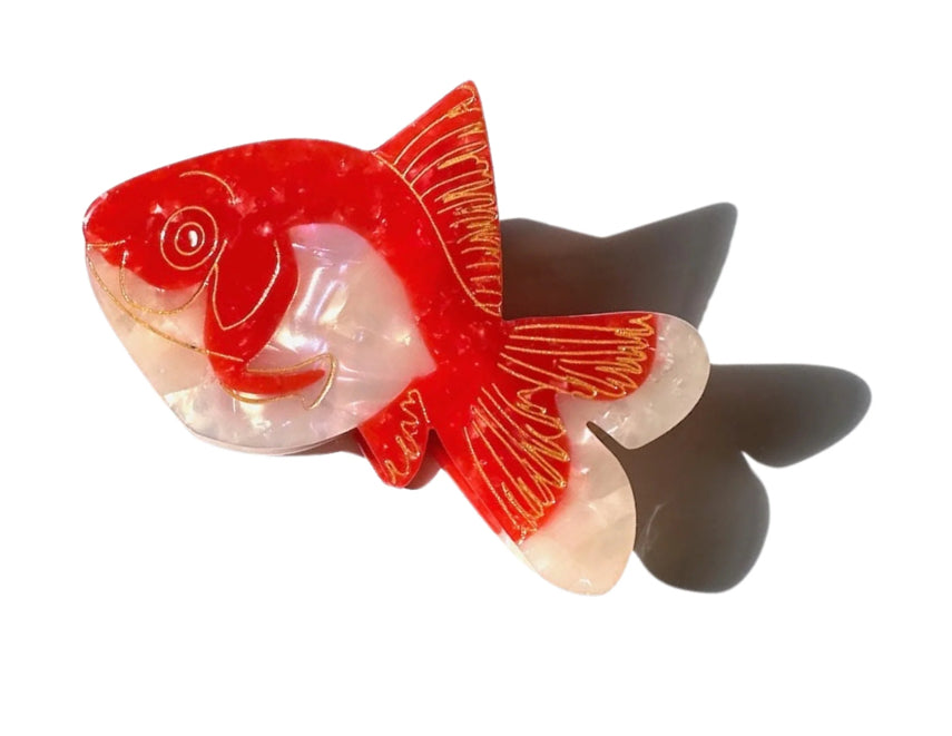 Solar Eclipse - Hand-painted Goldfish Claw Hair Clip | Eco-Friendly - Red