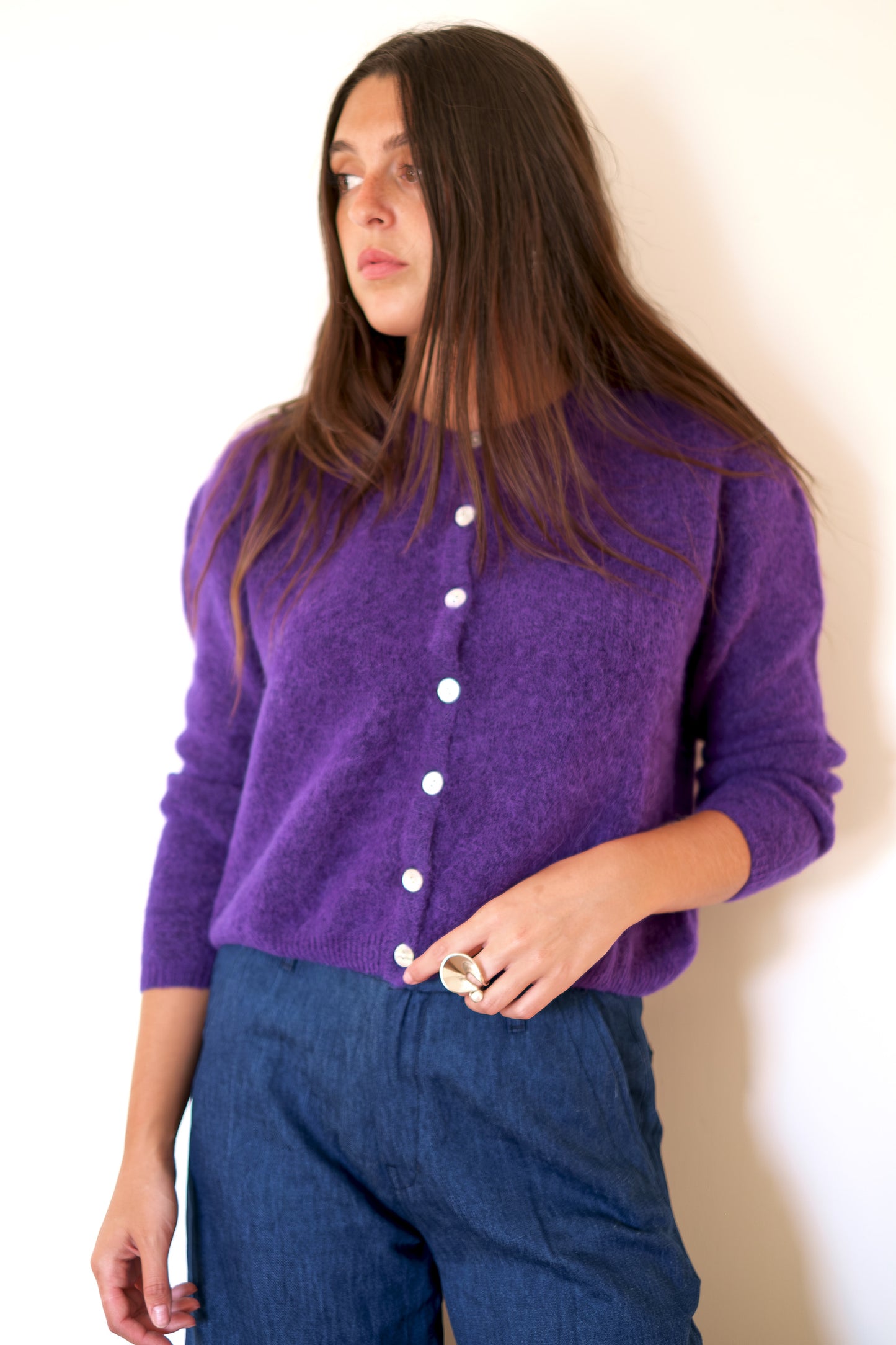 American Vintage Vitow Cardigan - Eggplant