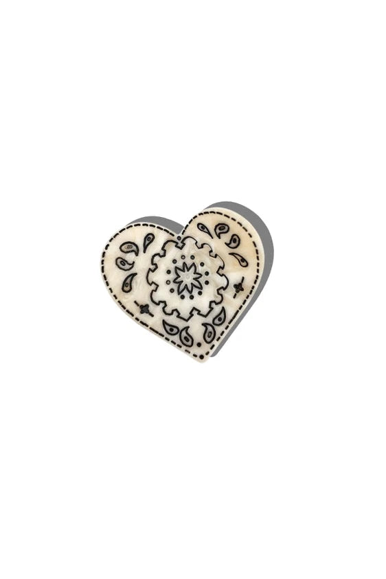 Solar Eclipse Hand-Painted Mini Paisley Heart Claw Hair Clip