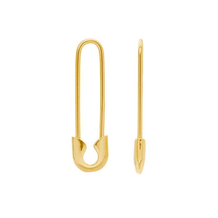 14K Yellow Gold Safety Pin Earring