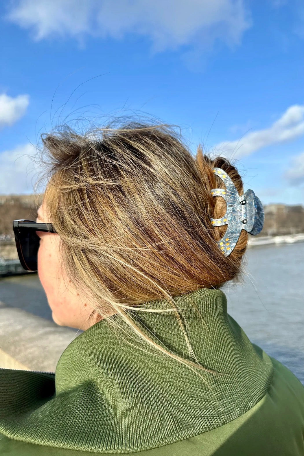 Solar Eclipse Hand-Painted Octopus Claw Hair Clip