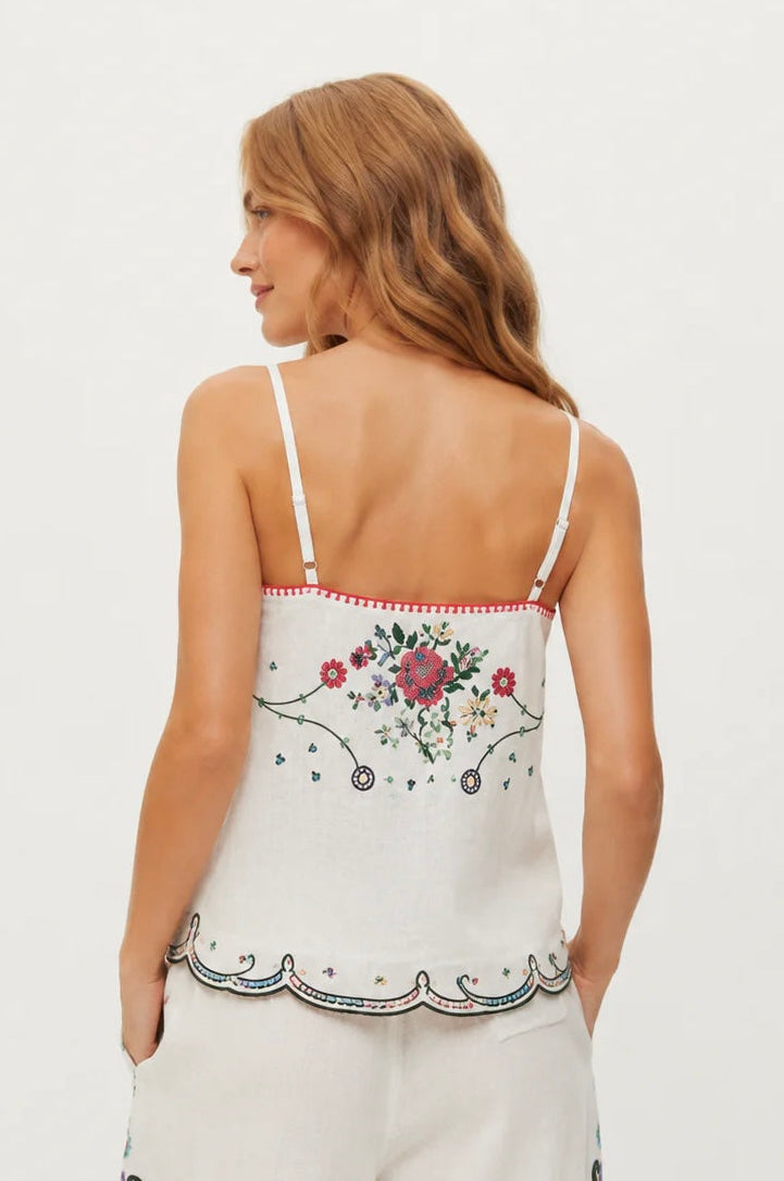 ME369 Ginny Linen Kisses Embroidered Camisole