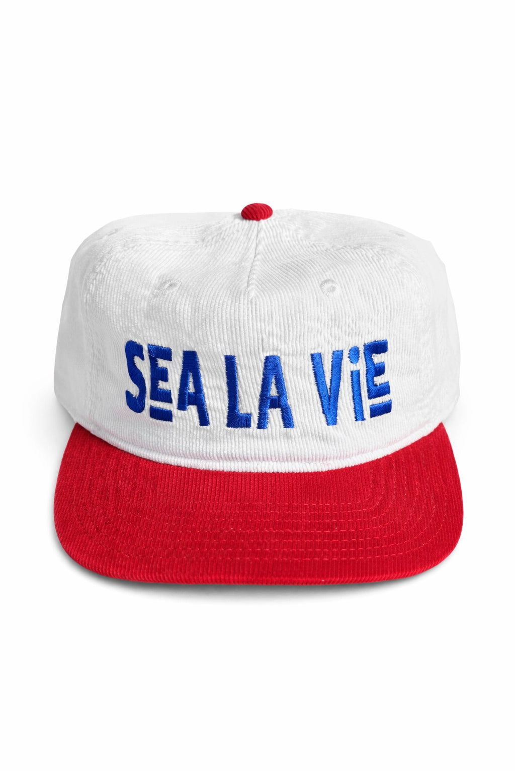 Cabana Club California - Sea La Vie Embroidered Corduroy Hat in Red/White
