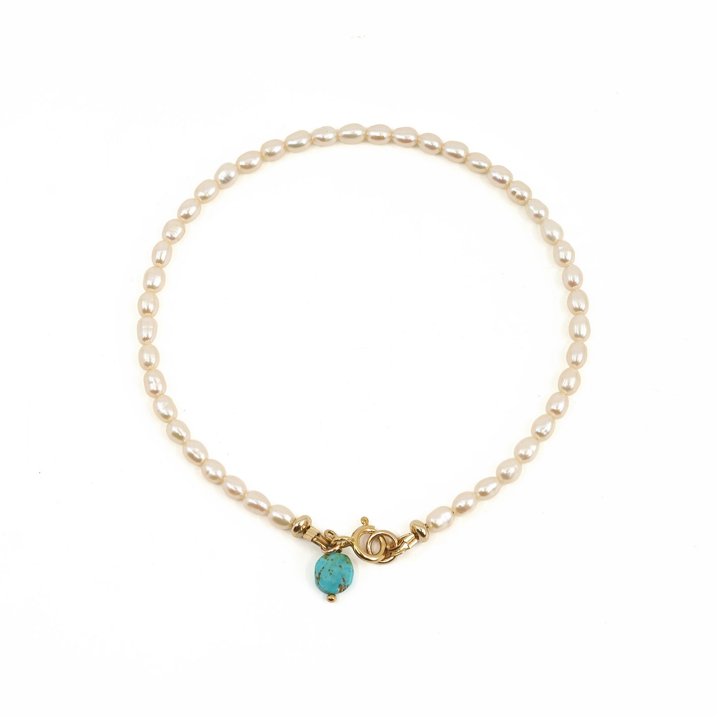 Pearl with Turquoise Drop Anklet