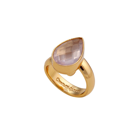 Charles Albert Rose Quartz Teardrop Adjustable Ring
