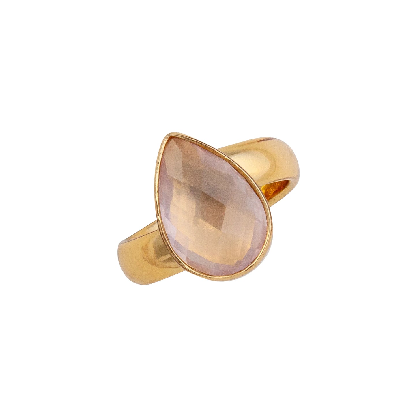 Charles Albert Rose Quartz Teardrop Adjustable Ring