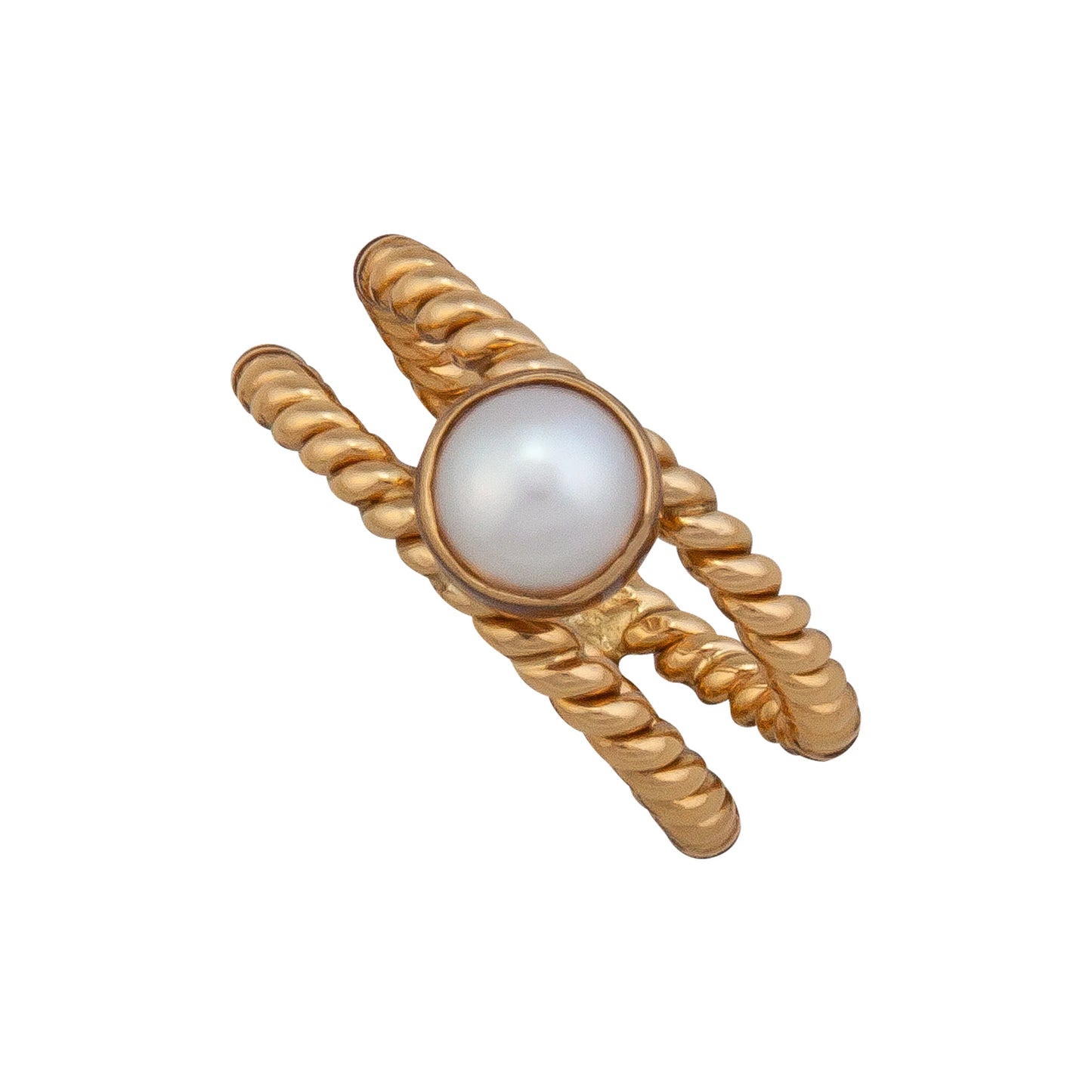 Charles Albert Double Band Twist Pearl Ring