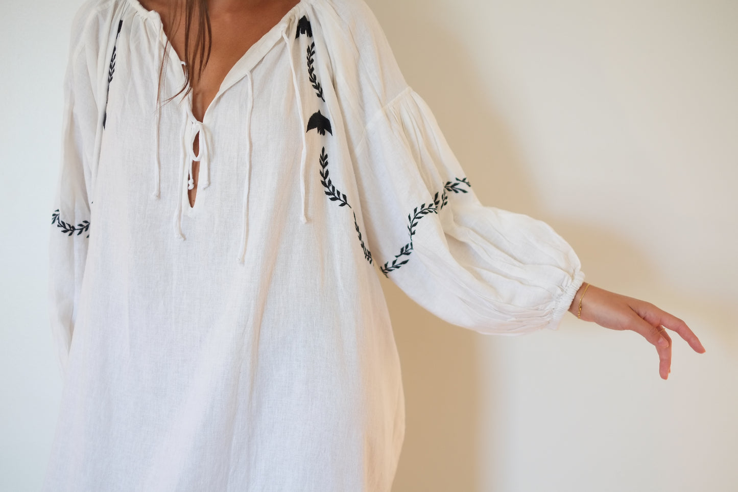 Emerson Fry Folk Maxi Dress - White Dove Embroidery