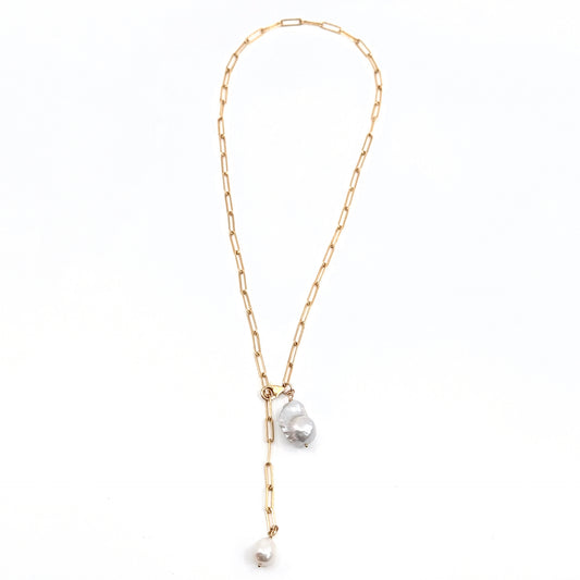 Double Pearl Adjustable Necklace