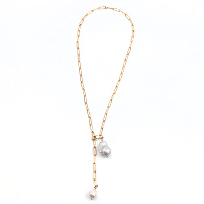 Double Pearl Adjustable Necklace