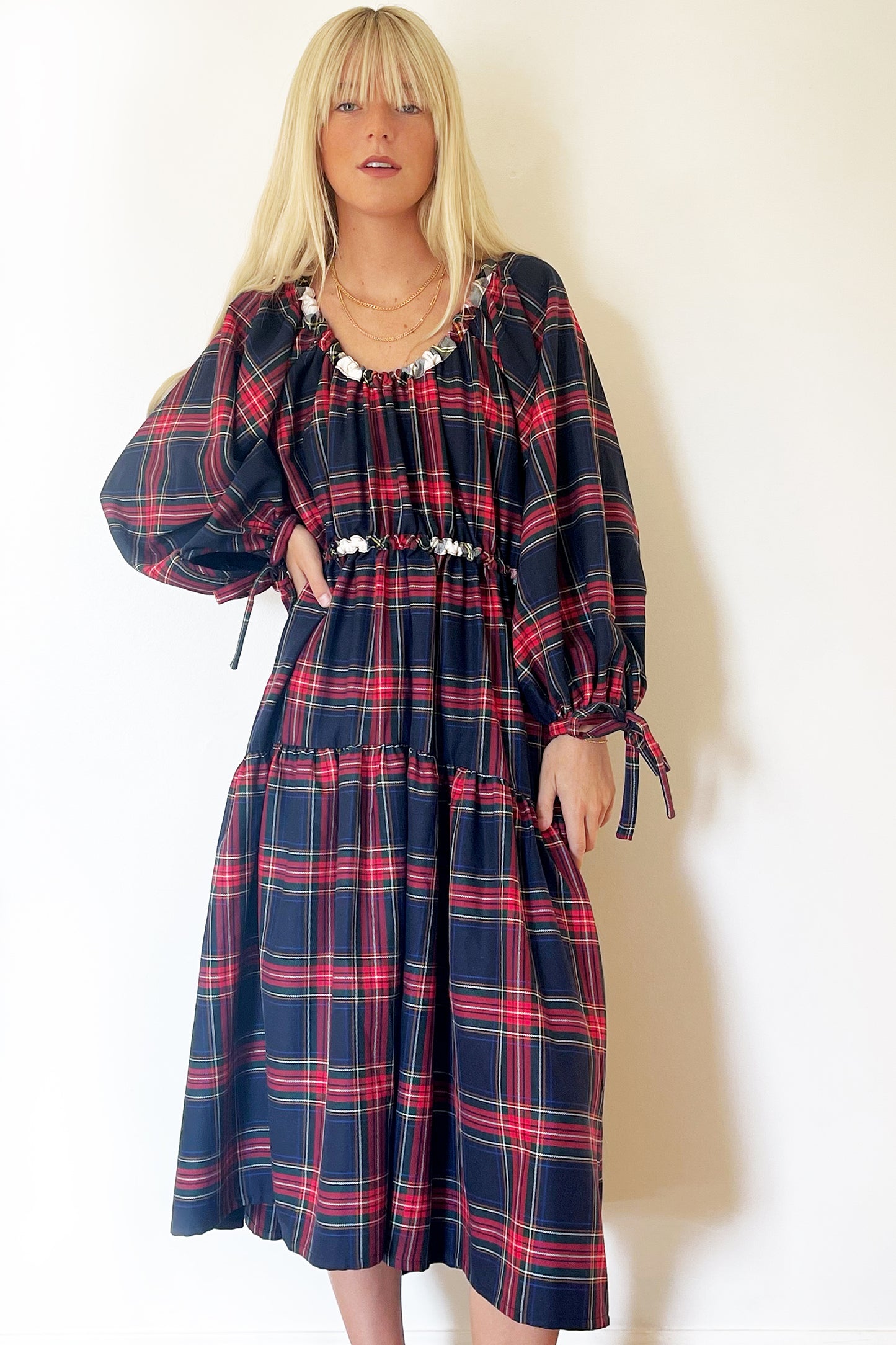Eliza Faulkner Josie Dress- Navy Plaid