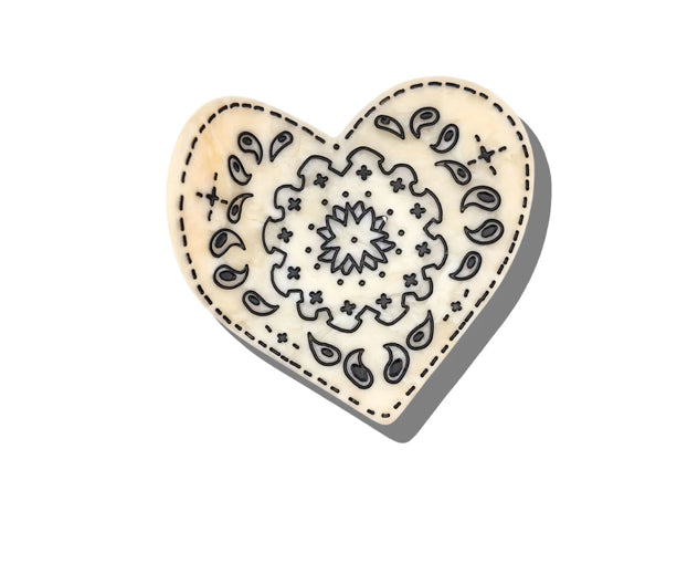 Solar Eclipse - Hand-painted Paisley Heart Hair Claw Clip | Eco-Friendly - Black/White