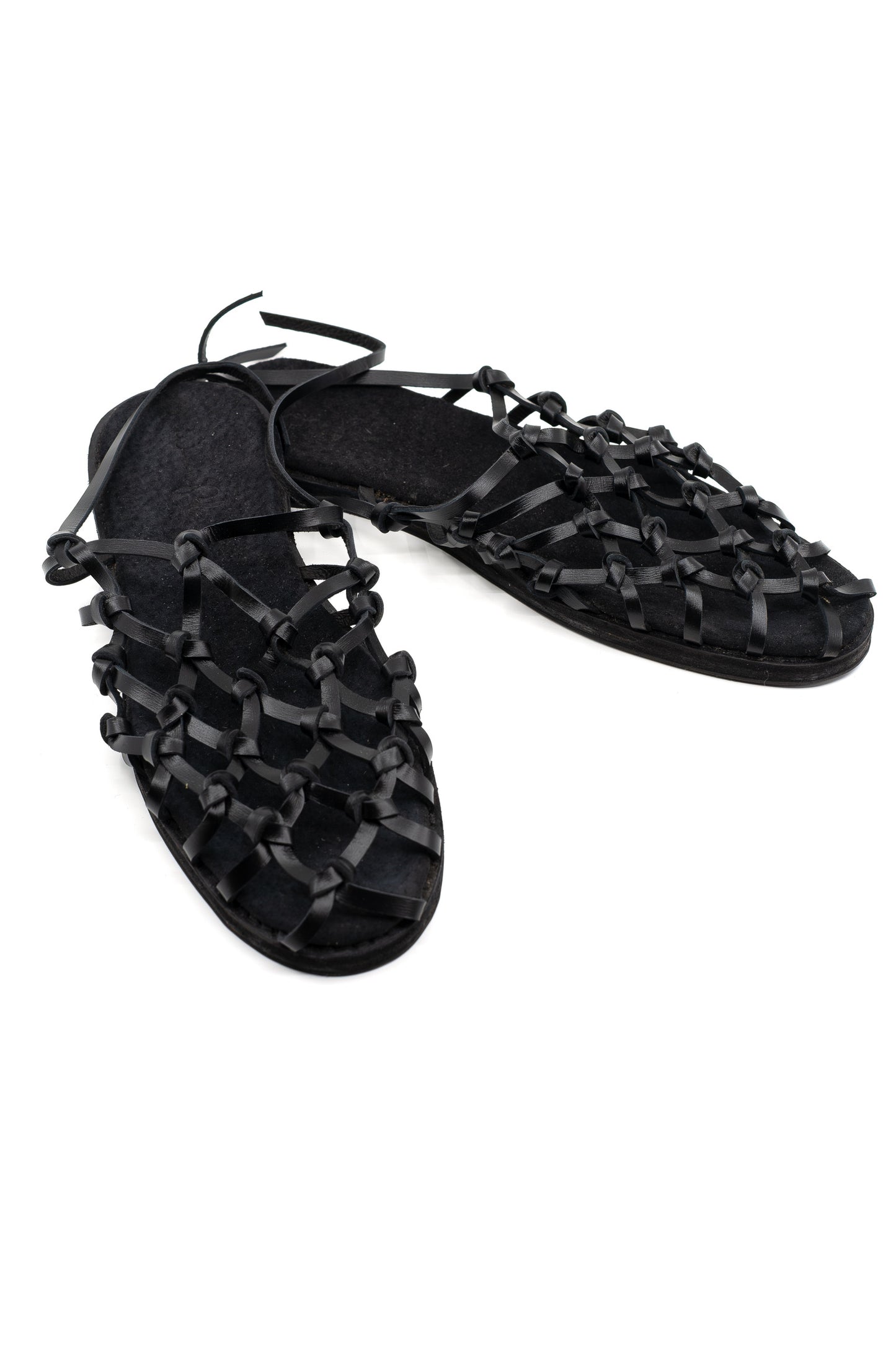 Woven Palm Fisherman's Wife Sandal - Black