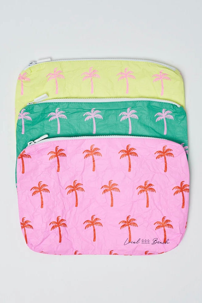 Local Beach - Pink Neon Palms Water Resistant Tyvek Printed Pouch