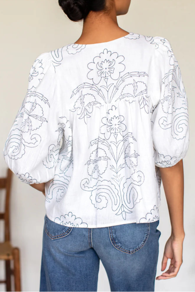 Emerson Fry Puff Isla Top - Maeve Outline Indigo