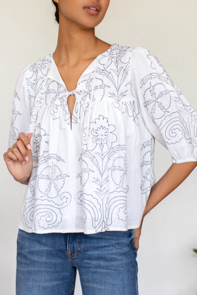 Emerson Fry Puff Isla Top - Maeve Outline Indigo