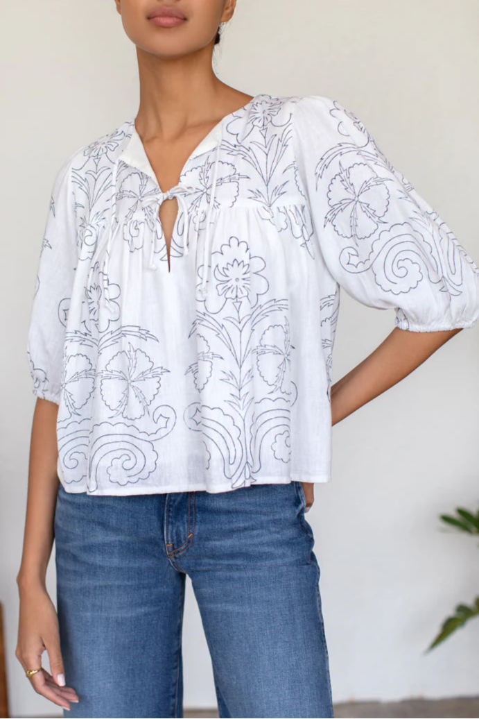 Emerson Fry Puff Isla Top - Maeve Outline Indigo