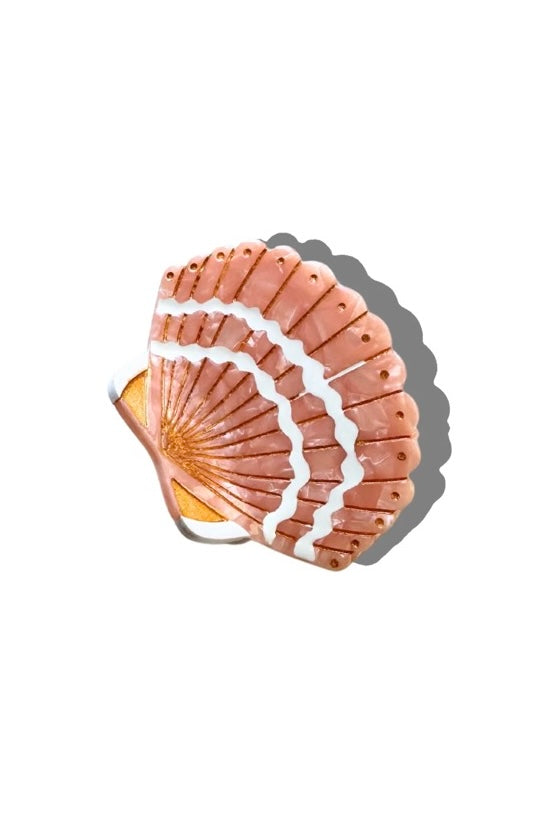 Solar Eclipse Hand-Painted Claw Clip - Mini Seashell - Pink