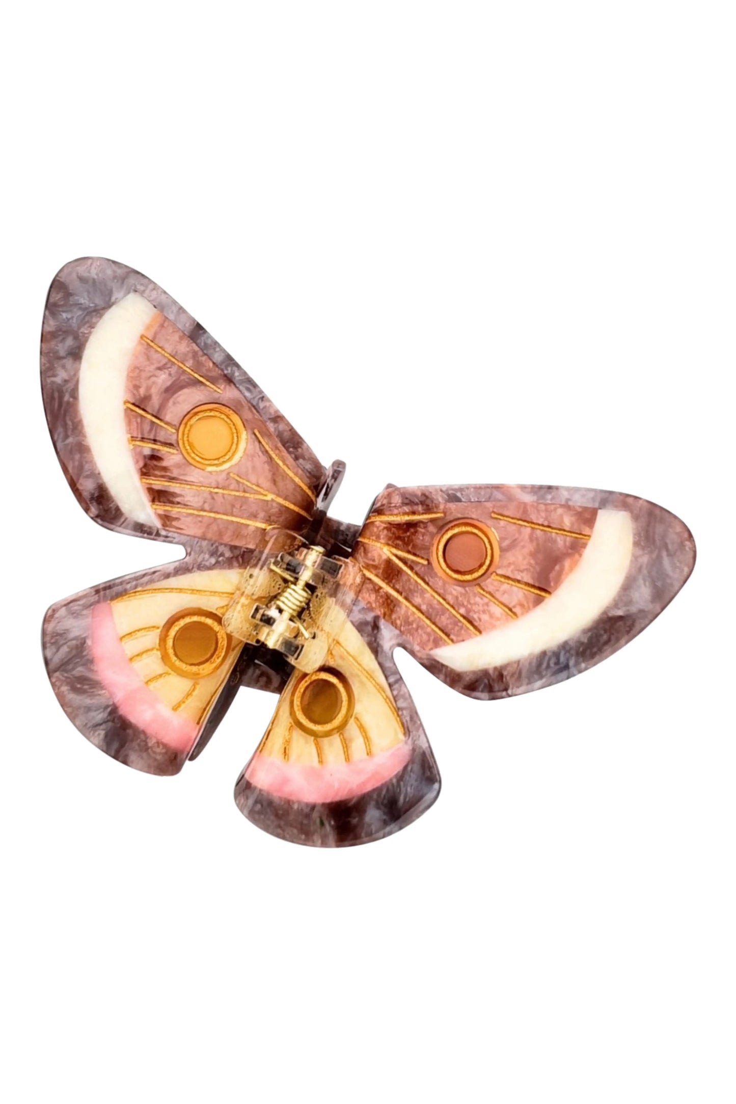 Solar Eclipse Hand-Painted Emperor Silk Moth Claw Hair Clip