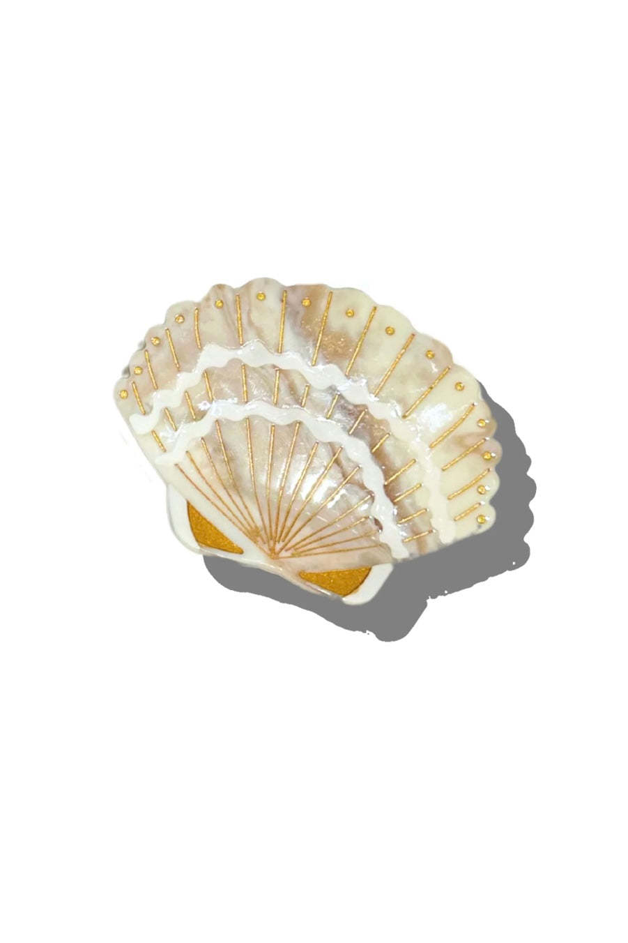 Solar Eclipse Hand-Painted Seashell Claw Hair Clip - Golden Sand